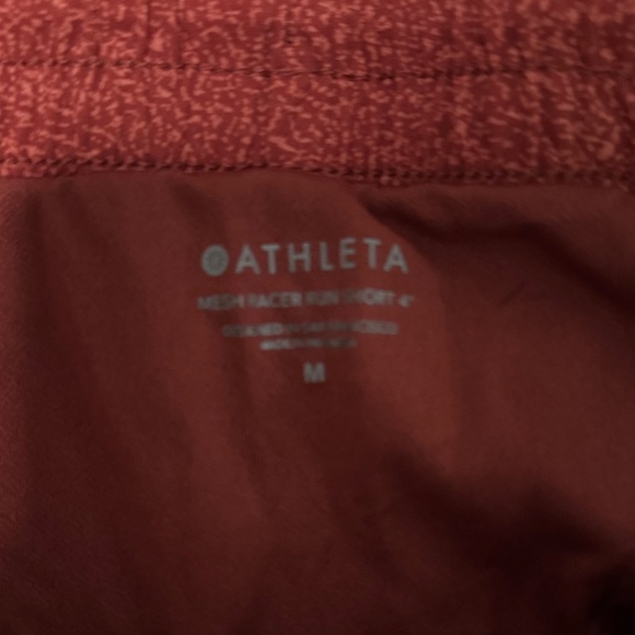 Athleta Women's reddish/orange mesh Athletic Shorts 3in - Picture 2 of 2